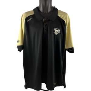 Mens Reebok Center Ice Pittsburgh Penguins Short Sleeve Polo Shirt Sz XXL